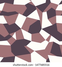 
Camouflage seamless geometric pattern. Beige, pink shapes on a milk background. Design of fabric, clothes. Print on paper. Vector