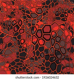 El patrón geométrico del camuflaje es rojo. Resumen de camo hecho de elementos hexagonales. Impresión sobre tela textil, para la caza y la pesca. Ilustración del vector