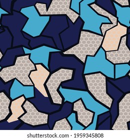 Camouflage seamless geometric pattern from spots. Abstract camo. Sports print on fabric and clothing. Vinyl print and decal. Vector illustration