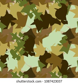 Camouflage seamless pattern. Abstract art khaki background texture. Paint spots. Fabric design