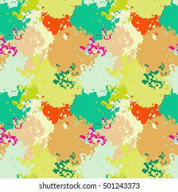 Camouflage seamless pattern. Abstract art print, paint stains, watercolor, chaotic spots. Background distressed texture, wallpaper, wrapping