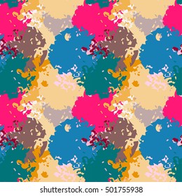 Camouflage seamless pattern. Abstract art print, paint stains, watercolor, chaotic spots. Background distressed texture, wallpaper, wrapping