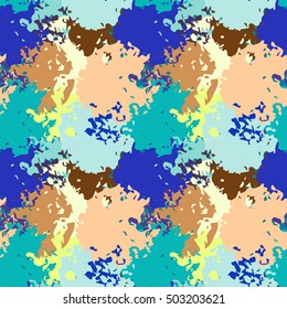 Camouflage seamless pattern. Abstract art print, paint stains, watercolor, chaotic spots. Background distressed texture, wallpaper, wrapping