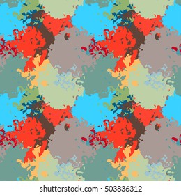 Camouflage seamless pattern. Abstract art print, paint stains, watercolor, chaotic spots. Background distressed texture, wallpaper, wrapping. Vector design