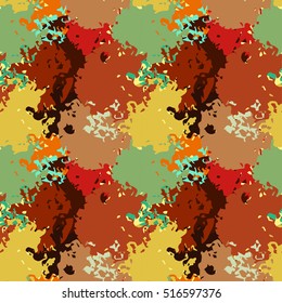 Camouflage seamless pattern. Abstract art print, paint stains, watercolor, chaotic spots. Background distressed texture, wallpaper, wrapping