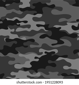 Camouflage seamless pattern. Abstract background of gray spots. Print. Vector illustration