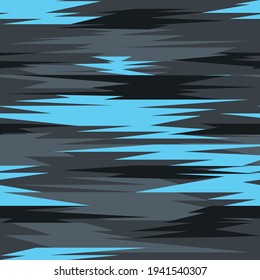 Camouflage seamless pattern. Abstract camo from blue and gray spots on a dark background. Print on fabric on textiles. Vector graphics