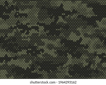 Camouflage seamless pattern. Abstract camo from hexagonal elements. Endless military texture. Print on fabric and textiles. Vector illustration.