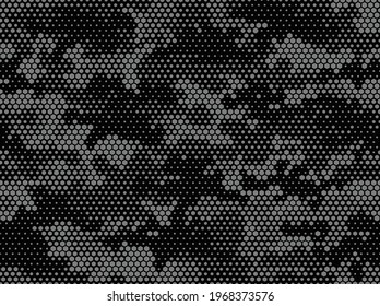 Camouflage seamless pattern. Abstract camo from hexagonal elements. Endless military texture. Print on fabric and textiles. Vector illustration.