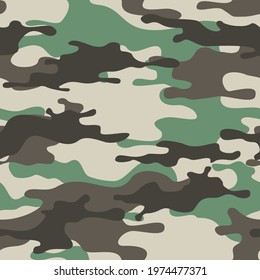 Camouflage seamless pattern. Abstract camo from spots. Military texture. Modern print for fabric and clothing. Vector illustration