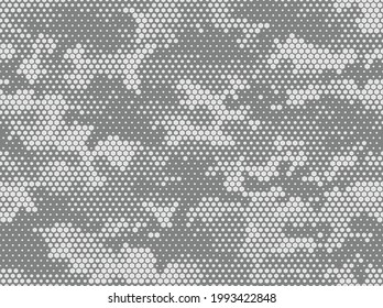 Patrón sin fisuras de camuflaje. Resumen de camo de elementos hexagonales. Textura militar. Impresión sobre tela y ropa. Vector