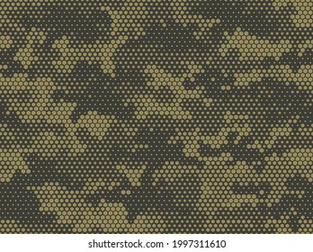 Camouflage seamless pattern. Abstract camo from hexagonal elements. Military texture. Print on fabric and clothing. Vector