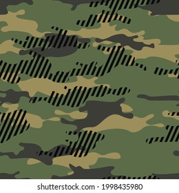 Patrón sin fisuras de camuflaje. Resumen de camo de puntos y líneas. Impresión moderna sobre tela y ropa. Ilustración del vector