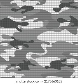 Camouflage seamless pattern. Abstract camo with mesh material. An endless pattern of spots. Print on fabric and textiles. Vector
