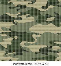 Camouflage seamless pattern. Abstract camo with mesh material. An endless pattern of spots. Print on fabric and textiles. Vector
