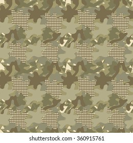 Camouflage seamless pattern with abstract figures - vector illustration. Fashion trend of the year - military uniforms.