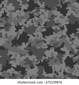 Camouflage seamless pattern. Abstract grey monochrome background vector.