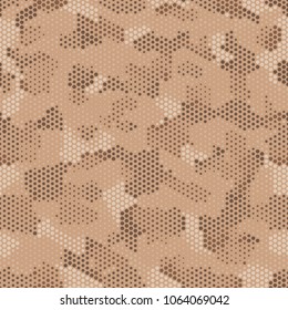Camouflage seamless pattern. Abstract military fashion colorful urban hexagon style. Seamless pattern for army, navy, hunting, fashion cloth textile. Colorful modern style Vector honeycomb texture
