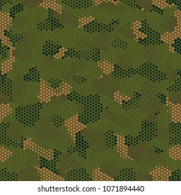 Camouflage seamless pattern. Abstract military fashion colorful urban hexagon style. Seamless pattern for army, navy, hunting, fashion cloth textile. Colorful modern style Vector honeycomb texture