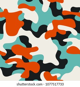 Camouflage seamless pattern. Abstract military and hunting modern texture background. Stock vector illustration.