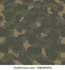 Camouflage seamless pattern. Abstract military fashion colorful urban hexagon style. Seamless pattern for army, navy, hunting, fashion cloth textile. Colorful modern style Vector honeycomb texture