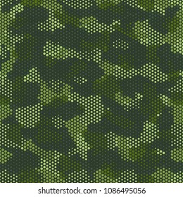 Camouflage seamless pattern. Abstract military fashion colorful urban hexagon style. Seamless pattern for army, navy, hunting, fashion cloth textile. Colorful modern style Vector honeycomb texture