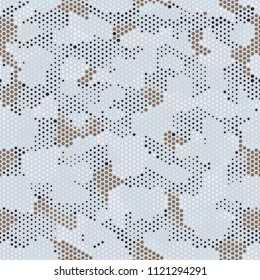 Camouflage seamless pattern. Abstract military fashion colorful urban hexagon style. Seamless pattern for army, navy, hunting, fashion cloth textile. Colorful modern style Vector honeycomb texture