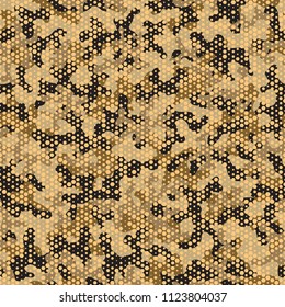 Camouflage seamless pattern. Abstract military fashion colorful urban hexagon style. Seamless pattern for army, navy, hunting, fashion cloth textile. Colorful modern style Vector honeycomb texture