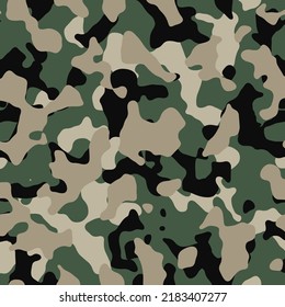 Camouflage seamless pattern. Abstract military camo background for army and hunting textile print. Vector illustration.