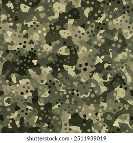 Camouflage seamless pattern. Abstract military camo background for army and hunting textile print. Dotted flecktarn style camouflage. Vector illustration.