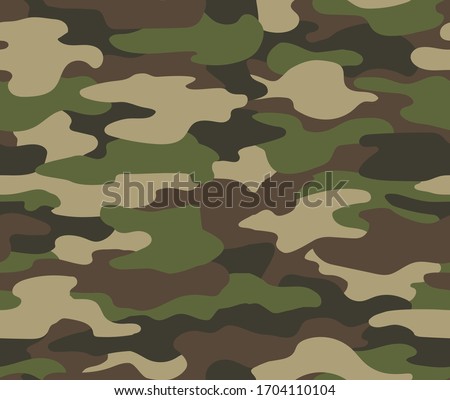 Camouflage seamless pattern. Abstract military or hunting camouflage background. Classic clothing style masking camo repeat print. Green brown black olive colors forest texture camouflage