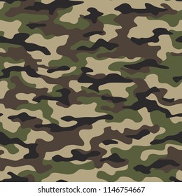 Camouflage seamless pattern. Abstract modern vector military backgound. Fabric textile print template. Vector illustration.