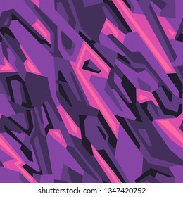 Camouflage seamless pattern. Abstract modern camo geometric digital urban texture for fabric and fashion print. Military style techno endless background. Vector illustration.
