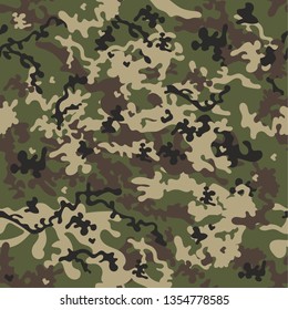 Camouflage seamless pattern. Abstract modern military background. Fabric textile print template. Vector background.