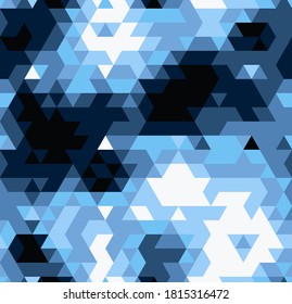 Camouflage seamless pattern. Abstract modern polygonal swarm vector military backgound. Blue water army fabric textile print tamplate.