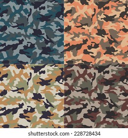 Camouflage seamless pattern. Abstract modern vector military background. Fabric textile print template.