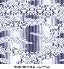 Camouflage, seamless pattern, abstract ornament, japan / china background. Vector illustration