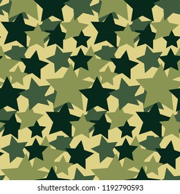 Camouflage seamless pattern. Abstract star khaki color. Vector illustration.