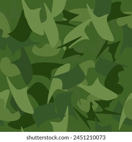 Camouflage seamless pattern Abstract vector illustration for printing on cloth, textile, Wallpaper, paper, wrapper. Different shades of green colour Background in military style