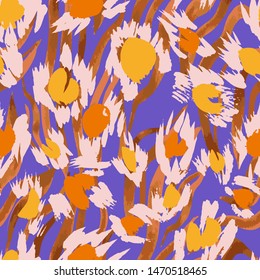 Camouflage seamless pattern with animal texture. Sophisticated leopard skin spots fur with zebra stripes skin background. Animal stripes pattern. Good for fabric, textile, sportswear, wrapper.