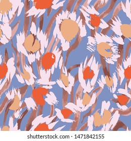 Camouflage seamless pattern with animal texture. Sophisticated leopard skin spots fur with zebra stripes skin background. Animal stripes pattern. Good for fabric, textile, sportswear, wrapper.