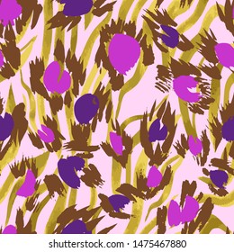 Camouflage seamless pattern with animal texture. Sophisticated leopard skin spots fur with zebra stripes skin background. Animal stripes pattern. Good for fabric, textile, sportswear, wrapper.