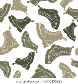 Camouflage seamless pattern. Army boots seamless background. Vector illustration.