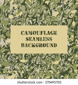 Camouflage seamless pattern. Army dazzle paint template, war repeating design for project and concept, force ornament decorative fabric and background. Military soldier fond weave