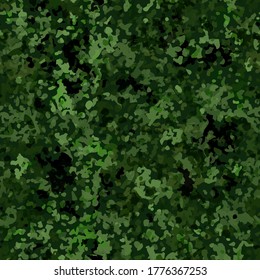 Camouflage seamless pattern background. Classic clothing style masking camo repeat print. Green and olive colors forest texture. Design element vector illustration.