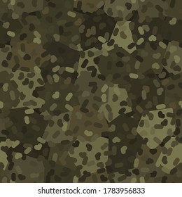 Camouflage nahtlose Muster Hintergrund. Klassische Kleidung Masking Camo wiederholen Druck. Chaki und Olivenfarben Armee Feld und Waldstruktur. Design-Element, Vektorgrafik.