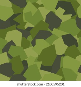 Camouflage seamless pattern background. Classic clothing style masking camo repeat print. Green and olive colors forest texture. Design element vector illustration.