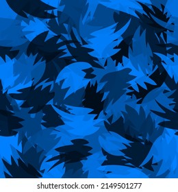 Fondo de patrón sin fisuras de camuflaje. Estilo clásico de ropa enmascarando la impresión repetida de camo. Color azul azulado, agua profunda o cielo nocturno color media tonalidad textura. Fondo del elemento de diseño del vector.