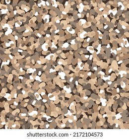 Camouflage seamless pattern background. Classic clothing style masking camo repeat print. Light brown and beige colors army urban and desert texture. Design element vector illustration.
