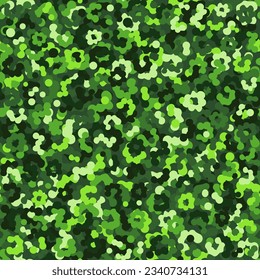 Camouflage seamless pattern background. Classic acid partisan clothing style masking camo repeat print. Toxic green colors army field and urban texture. Design element vector illustration.